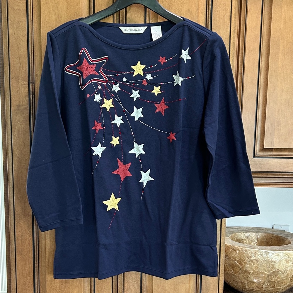Navy Starburst Women's Long Sleeve Top